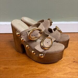 Schutz Platform Sueded Heels Size 5 Going Out Y2K Studded Festival Nude Heavy